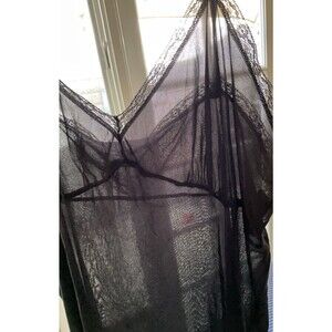 Vintage Elsie of Miami Slip Womens Sz 48 Black Lace Sheer 100 % Nylon 90s